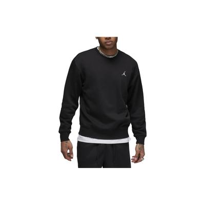 Solid Color Logo Crew Neck Loose Fleece Sweatshirt Men Tops Black FJ7777-010