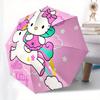 Hello Kitty, Unicorn Automatic Open/Close Umbrella-Cute Umbrella with Cute Design, Portable 3-Fold Compact Umbrella for Men & Women, Hallowe