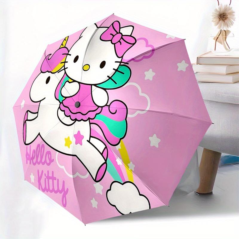 Hello Kitty, Unicorn Automatic Open/Close Umbrella-Cute Umbrella with Cute Design, Portable 3-Fold Compact Umbrella for Men & Women, Hallowe