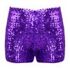 Kids Boys Girls Dance Shorts Shiny Sequins Solid Color Good Elastic Waist Stage Performance Athletic Wear