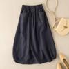 Gonna Midi A-line da Donna Taglie Forti Stile Retro Imitazione Lino Vita Alta Modellante
