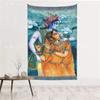 The Blissful Radha Krishna Hindu Couple Indian Poster Tapestry Printed Room Decor Beautiful Art Wall Decoration