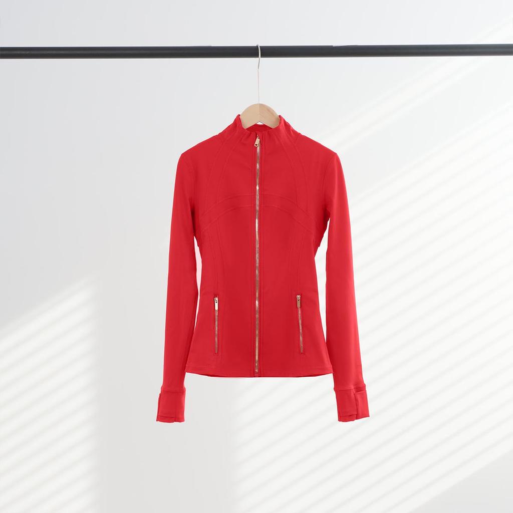 Giacca Sportiva da Donna Slim Fit con Zip Dorata - Collo Alto, Manica Lunga, Alta Elasticità, Abbigliamento Fitness Yoga