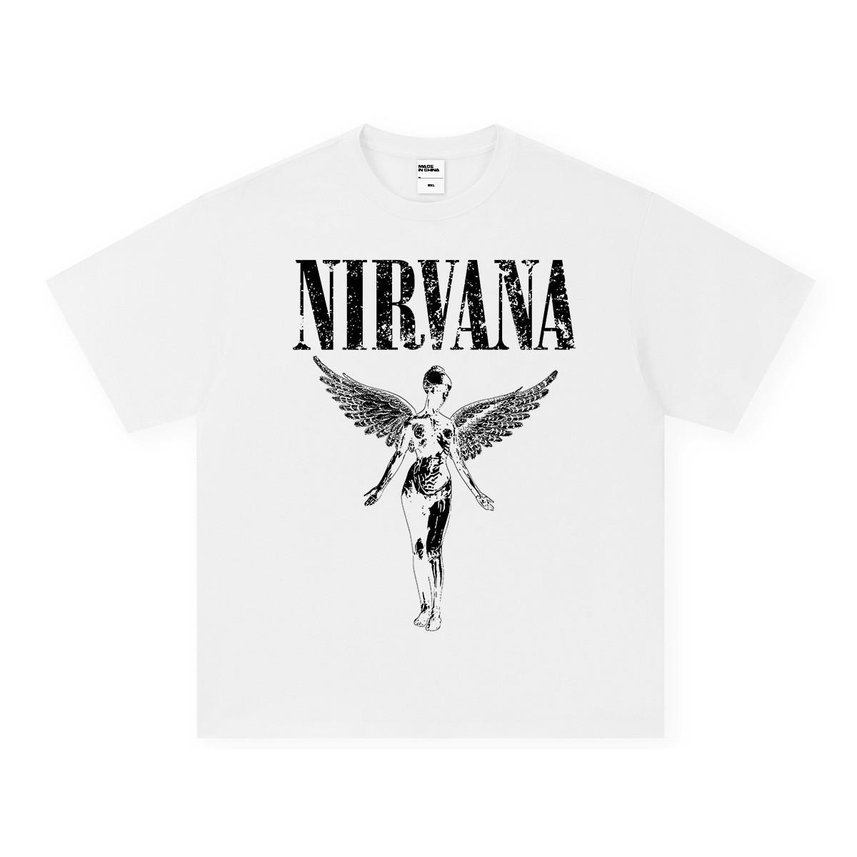 2025 Nirvana Vintage Retro Gewaschenes Langarm-T-Shirt S black