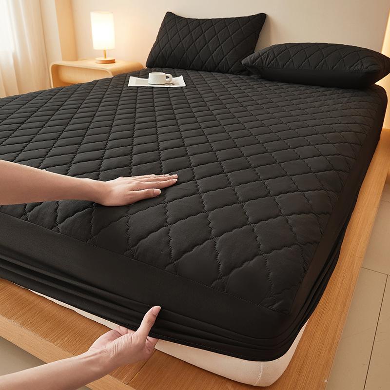 

Rhombus lattice padded waterproof fitted sheet mattress protective cover skin-friendly quilted fitted sheet three-piece set 90x200cm 3pcs чёрный