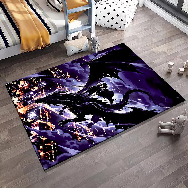 "Fantasy Dragon Night City Scene Carpet With Glowing Purple Light" Suitable for Use As an Anti-slip for Living Room Bedroom Sofas