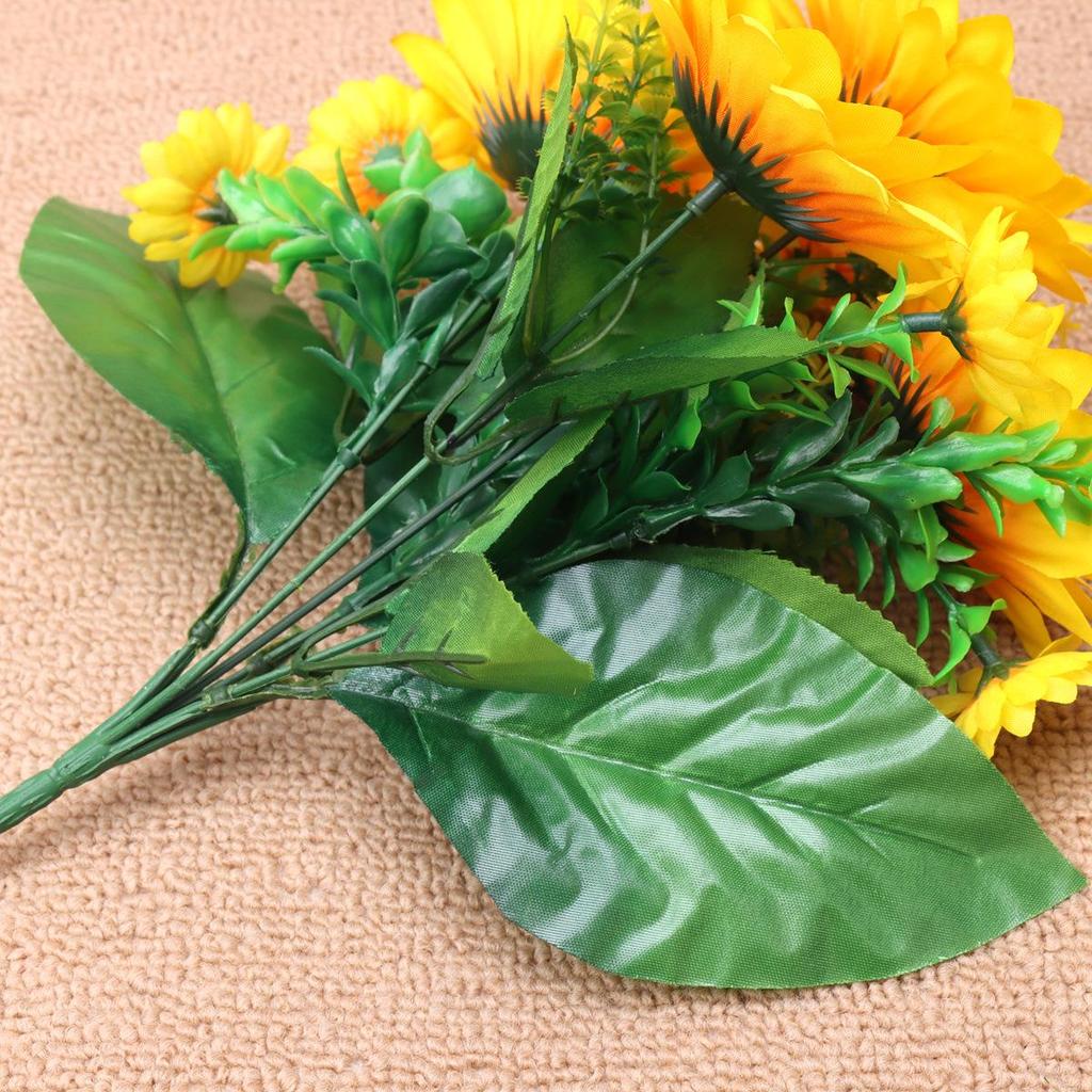 Artificial Small Sunflower Bouquet - 13 Heads, Silk Flowers, Home Decor & Photography Props