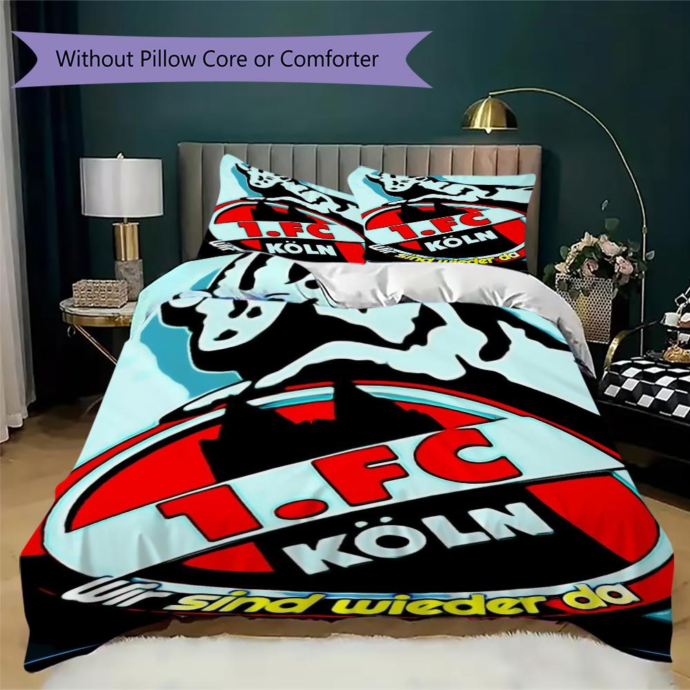 FC KÖLN  Pattern Bedding uilt Set uilt Cover Pillowcase Home Decoration Birthday Gift (1 * duvet cover + 2 * pillowcase  without core)51