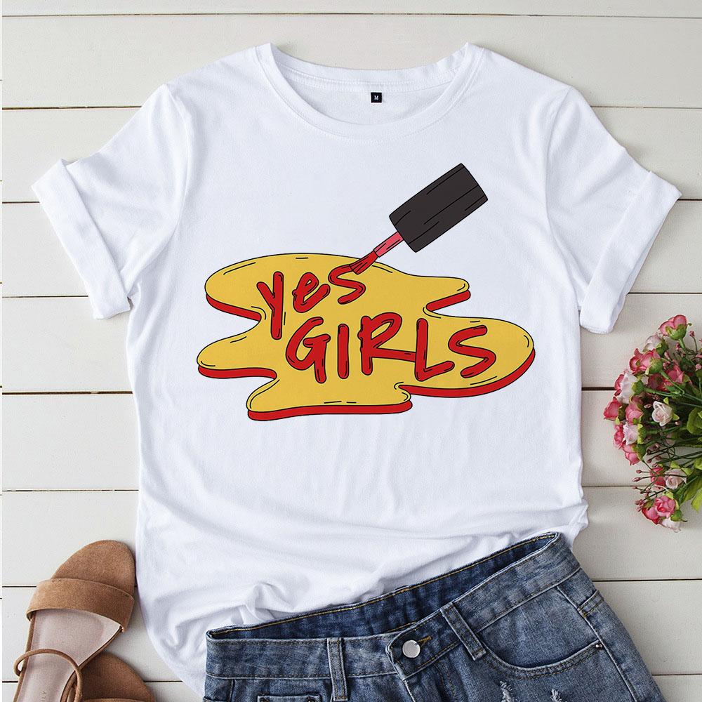 Niedlicher Liebes-Nagellack im koreanischen Stil Weiße T-Shirts Damen T-Shirts 90er Grafik-T-Shirt Camiseta Mujer Niedliches lässiges Mädchen-Tee