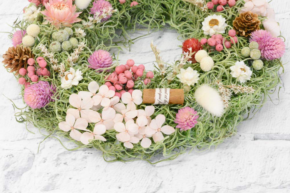 Spanish Moss Wreath Natural Wreath with Preserved and Dried Flowers 210mm x 50mm x 210mm Spanish Moss Lulu's - - Size Approx. (W) (H) (H) - -