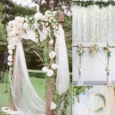 2021 Roll Tulle Sheer Crystal Organza Roll Fabric White for Party Wedding Decoration Event Photocall Backdrop Реквизит Сценический декор 50cmx50M