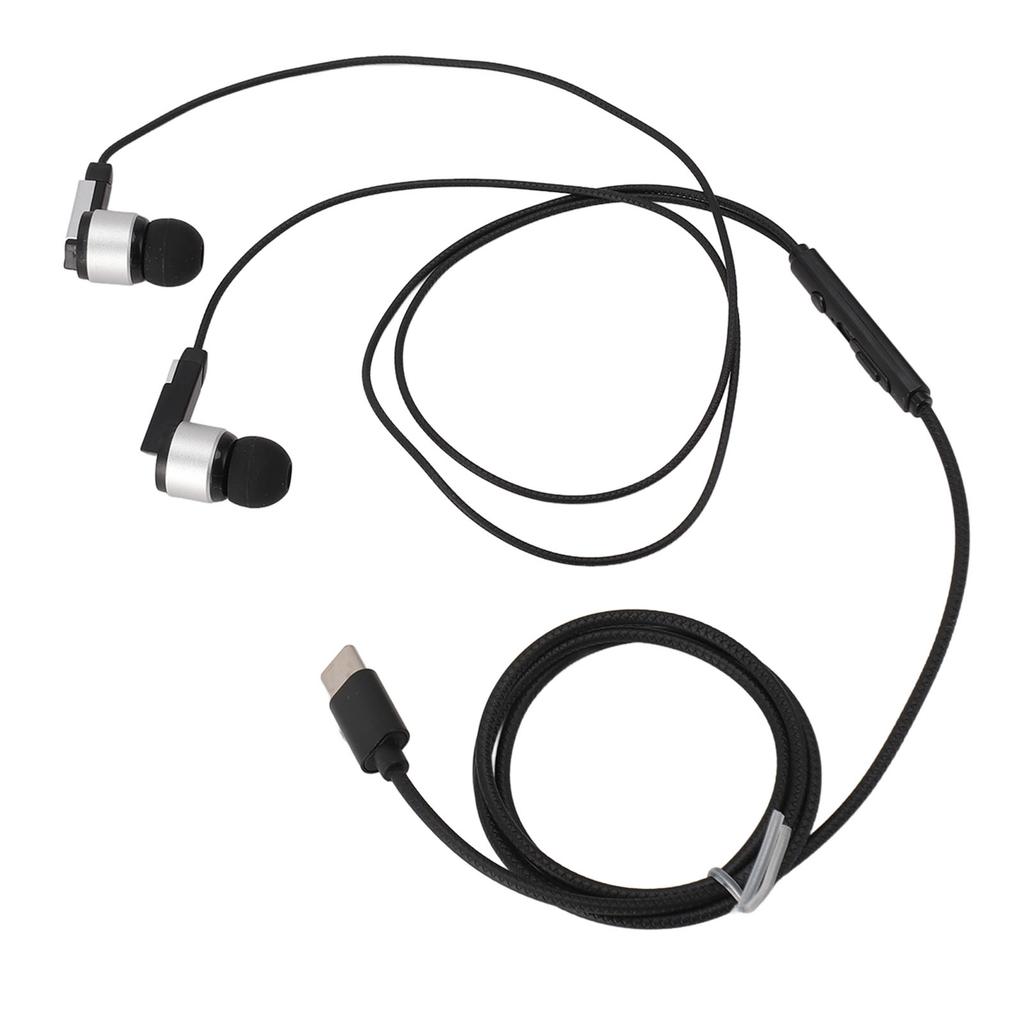 USB C Headphones Earbuds HiFi Stereo Bass Noise Canceling USB Type C Wired Earbuds with Microphone for Smartphone