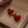 French Vintage Dripped Glaze Heart Earrings - High-End, Simple, Versatile Design