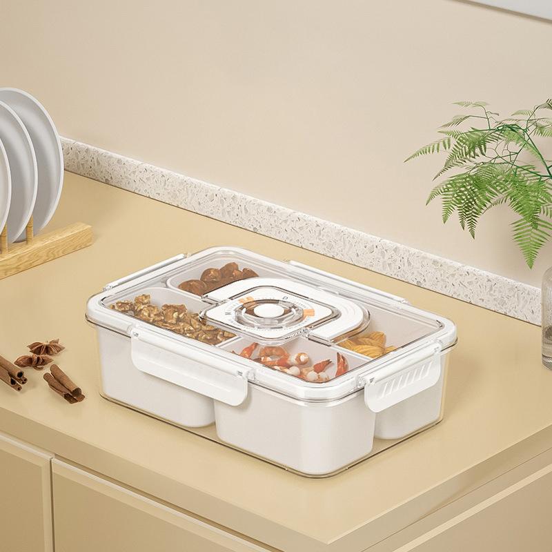 

TY-90021 Airtight Food Storage Box with Timer 4 Grids Crisper Container (BPA-Free,NO FDA) Type A