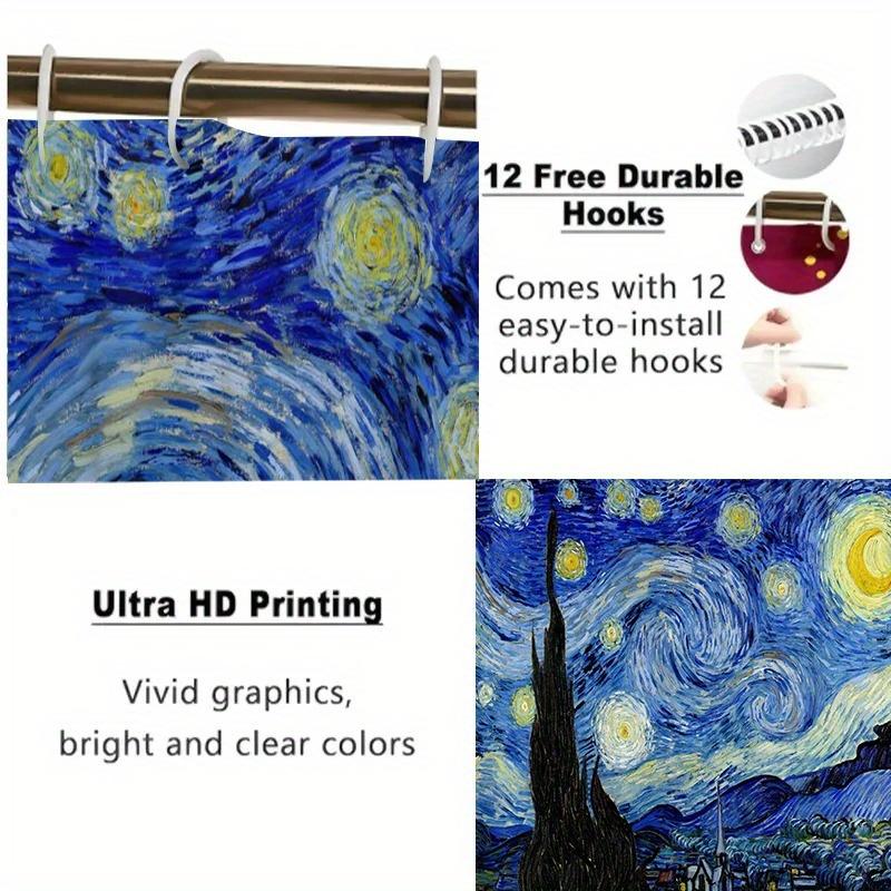 Starry Night Shower Curtain: Embrace the Artistic Design, Soft Fabric, and Dreamy Vibes for Your Inspiring Bathroom