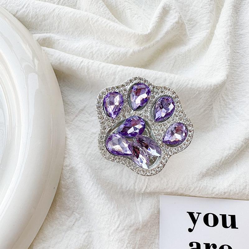 

Rhinestone Luxury Mobile Phone Airbag Bracket Cat Claw Paste Retractable Light Luxury Full Drill Desktop Watching Drama Bracket Female