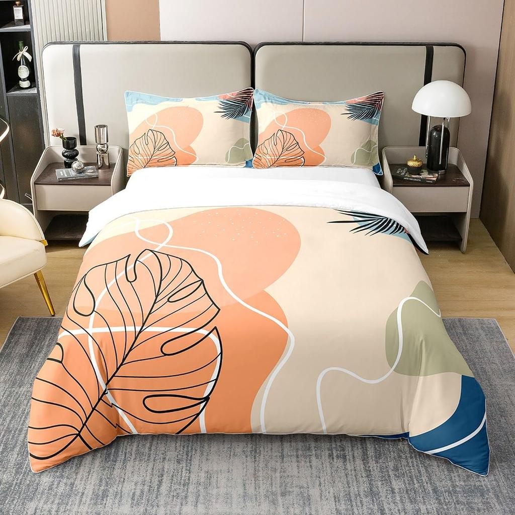Queen Size Teen Simple Duvet Cover For Girls Women Modern Bedding Set Mid Century Quilt Cover Boho Abstract Art Set 3-Piece Set