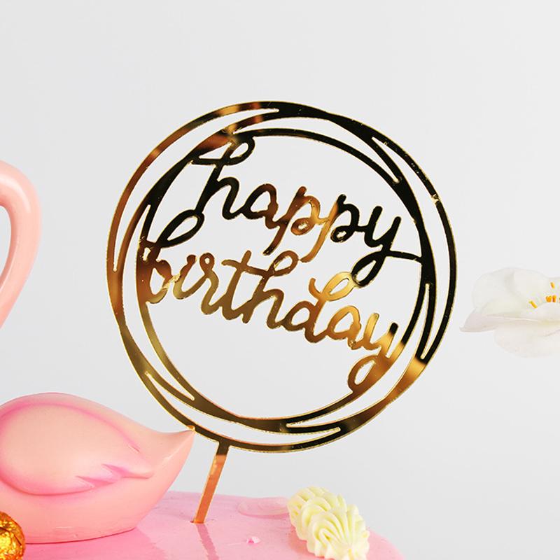 1Pcs Gold Acrylic Letter Happy Birthday Cake Party Supplies Decoration