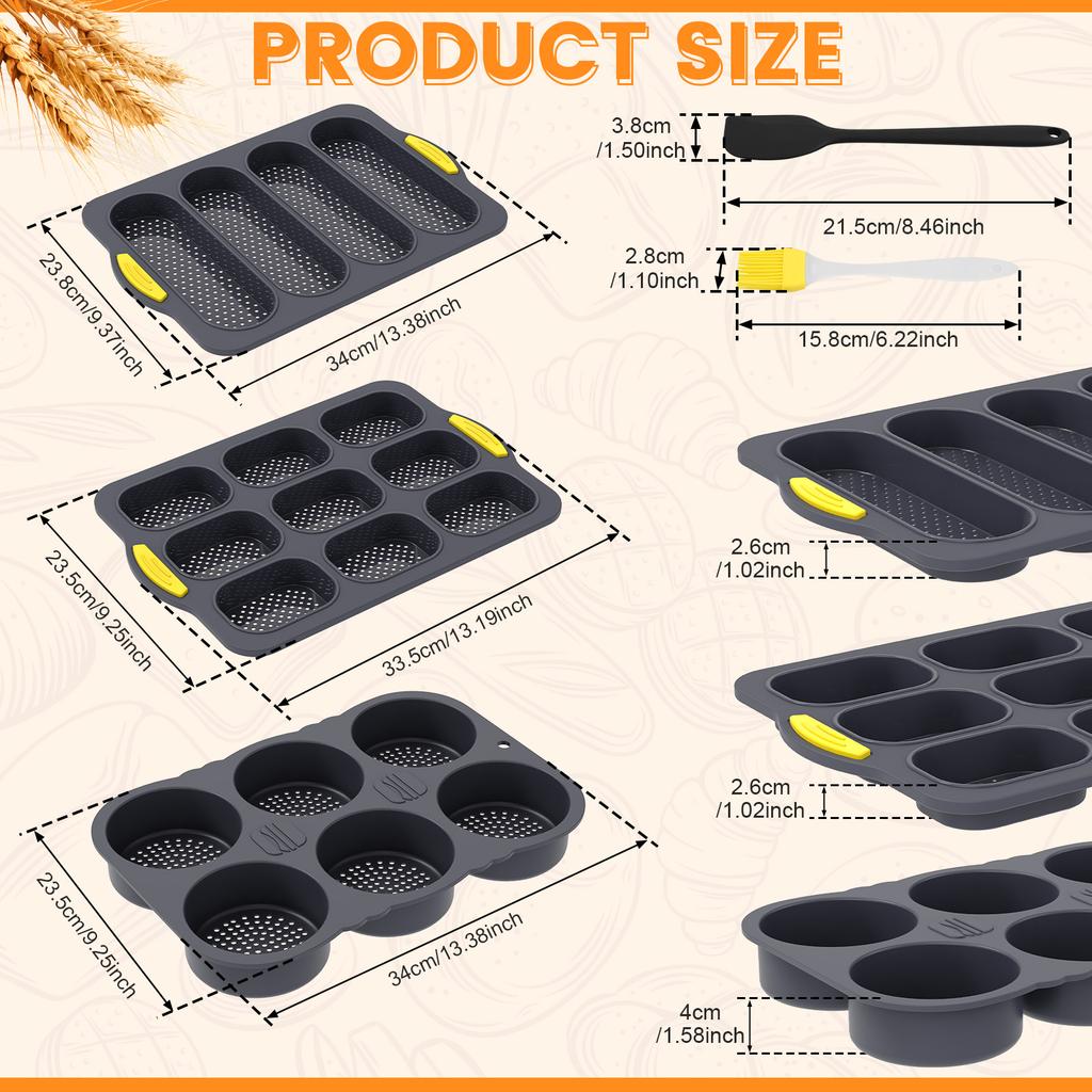 3/4/6/9 Cups Silicone Hamburger Bun Mold, Nonstick Hamburger Bun Pans, Heat Resistant Homemade Hamburger Bread Baking Mold