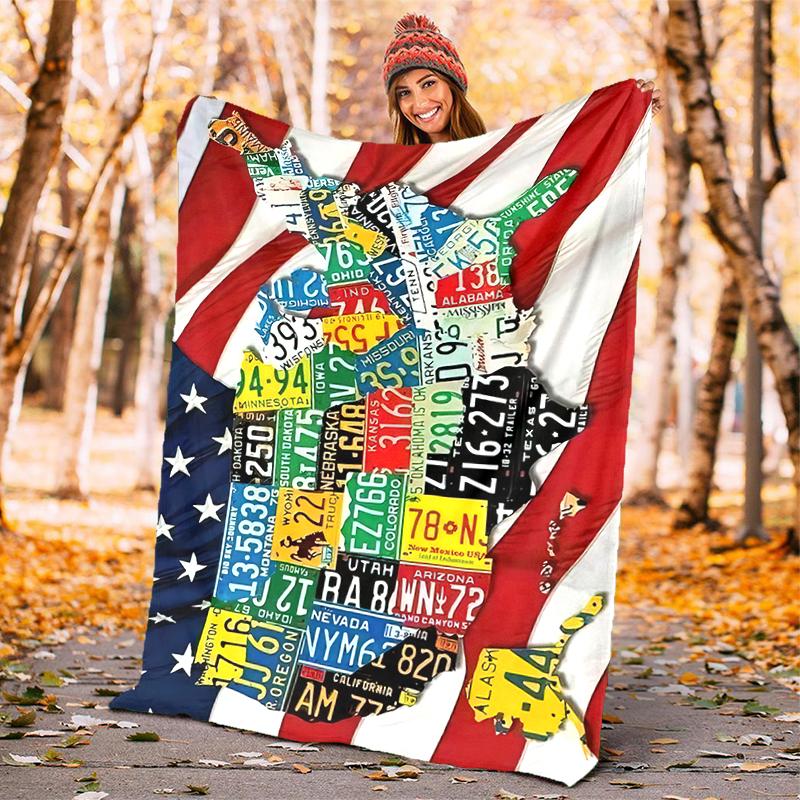 1pc Artistic American Flag blanket, al season lightweigh Poster blanket home office outdoor nap multifunc Poster blanketional blanket