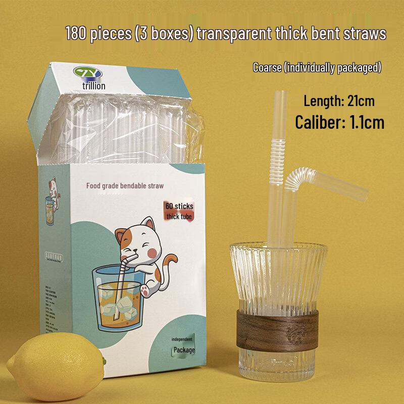 ZISIZ Individually Wrapped Disposable Plastic Straws