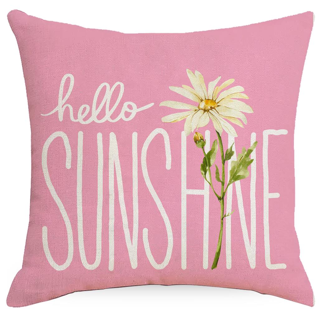Spring and Summer Home Decoration Sofa Pillow Set Combination Floral Pillow Case Linen Single-sided Printed Bedside Pillow Seat Cushion