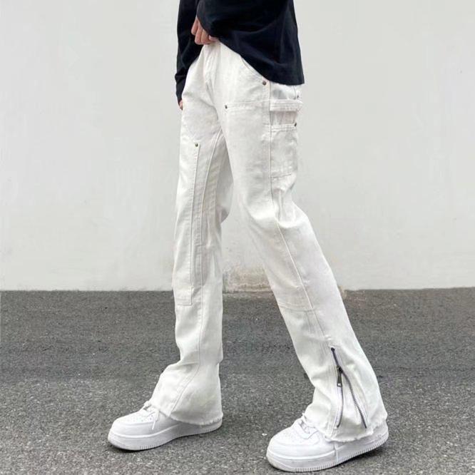 

Расклешенные брюки прямого кроя унисекс: Плиссированные, повседневные, свободные рабочие брюки в уличном стиле 3XL