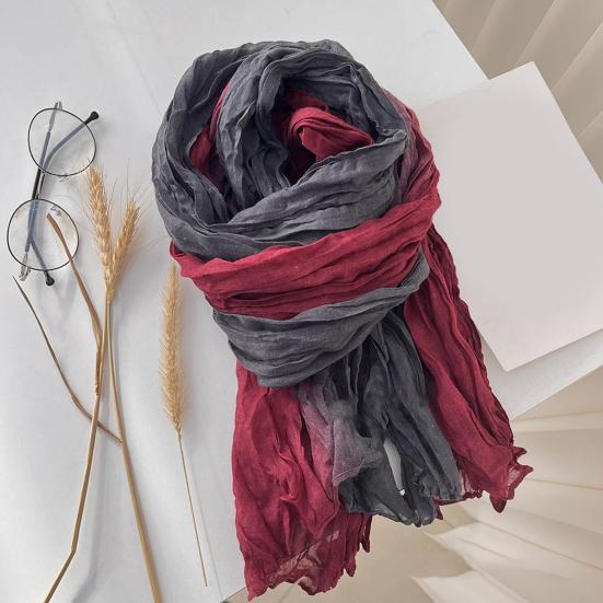 Sciarpa Scialle Unisex Colore Sfumato Versatile Stropicciata Sciarpa Lunga Autunno Inverno Antivento Resistente al Freddo Scialle Avvolgente