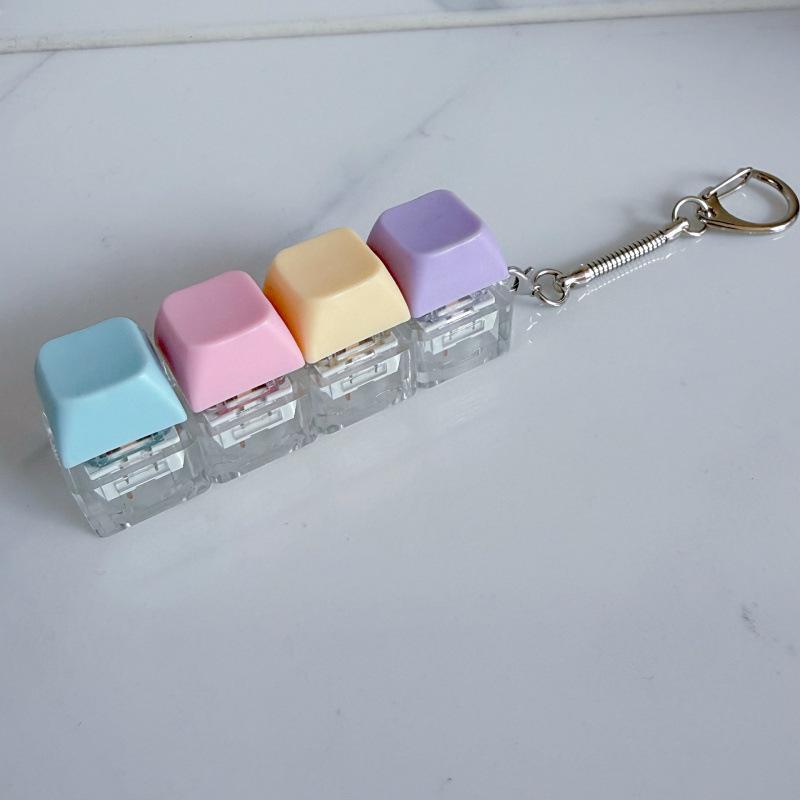 Macaron Keycap Button Keychain: Creative Keyboard Pendant Toy