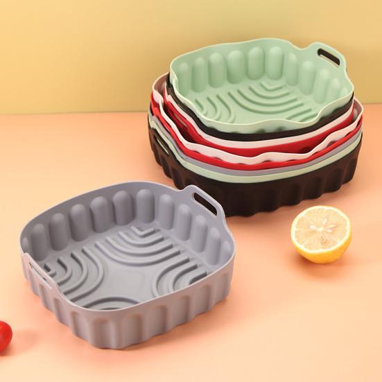 Square Silicone Air Fryer Liner with Handles Non-Stick Reusable Baking Mat for Oven & Microwave Dishwasher Safe Heat-Resistant Air Fryer