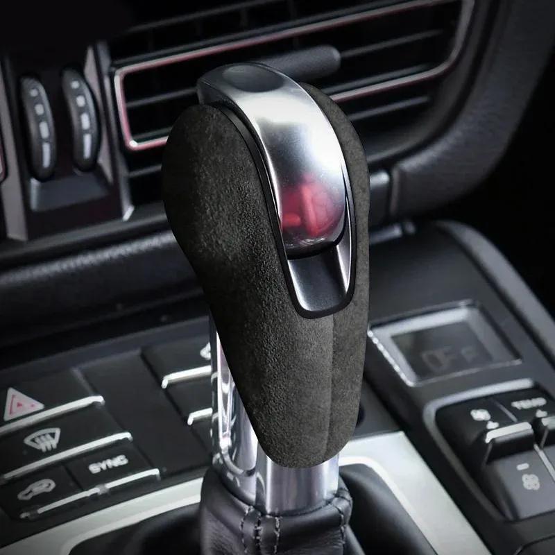 Car Gear Shift Knob Top Suede Wrap Interior Sticker Accessories Trim Cover  For Porsche Macan 95B Panamera 970 718 911