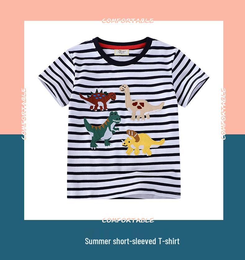 2026 New Boys' Cartoon Short-Sleeve Cotton Shirt for Summer
