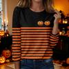 Women's Casual Long Sleeve Halloween Print Neck T-Shirt