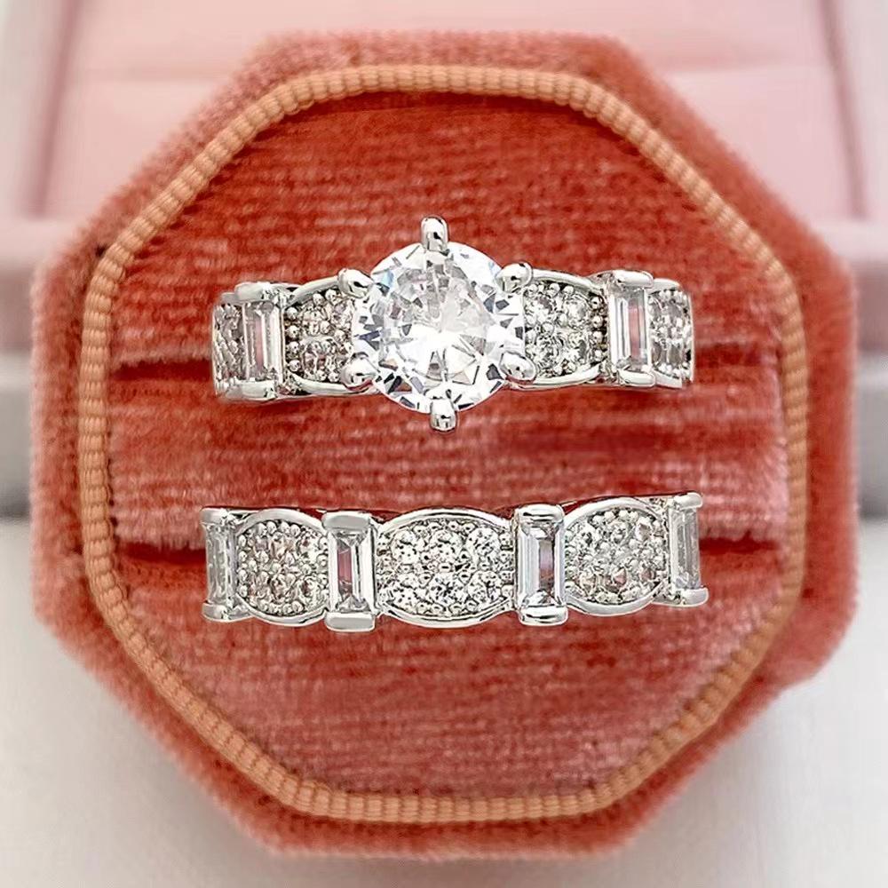 Three Heroes Luxury Zirconia Stackable Women's Couple Ring