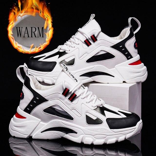 

Мужские зимние кроссовки, дышащие, теплые, меховые, повседневные туфли, мужские кожаные туфли на шнуровке, нескользящие, водонепроницаемые, для активного отдыха 42