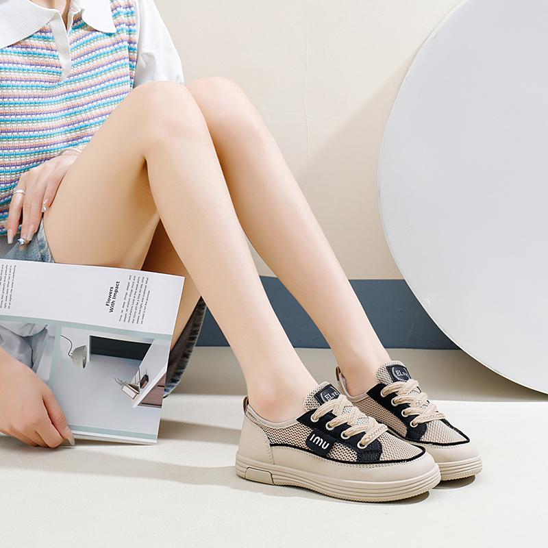 Fashion 2025 Shoes Female Mixed Colors Mesh Women's Vulcanize Shoes Outdoor Breathable Women Sneakers Lace Up Low Heel Casual Shoes