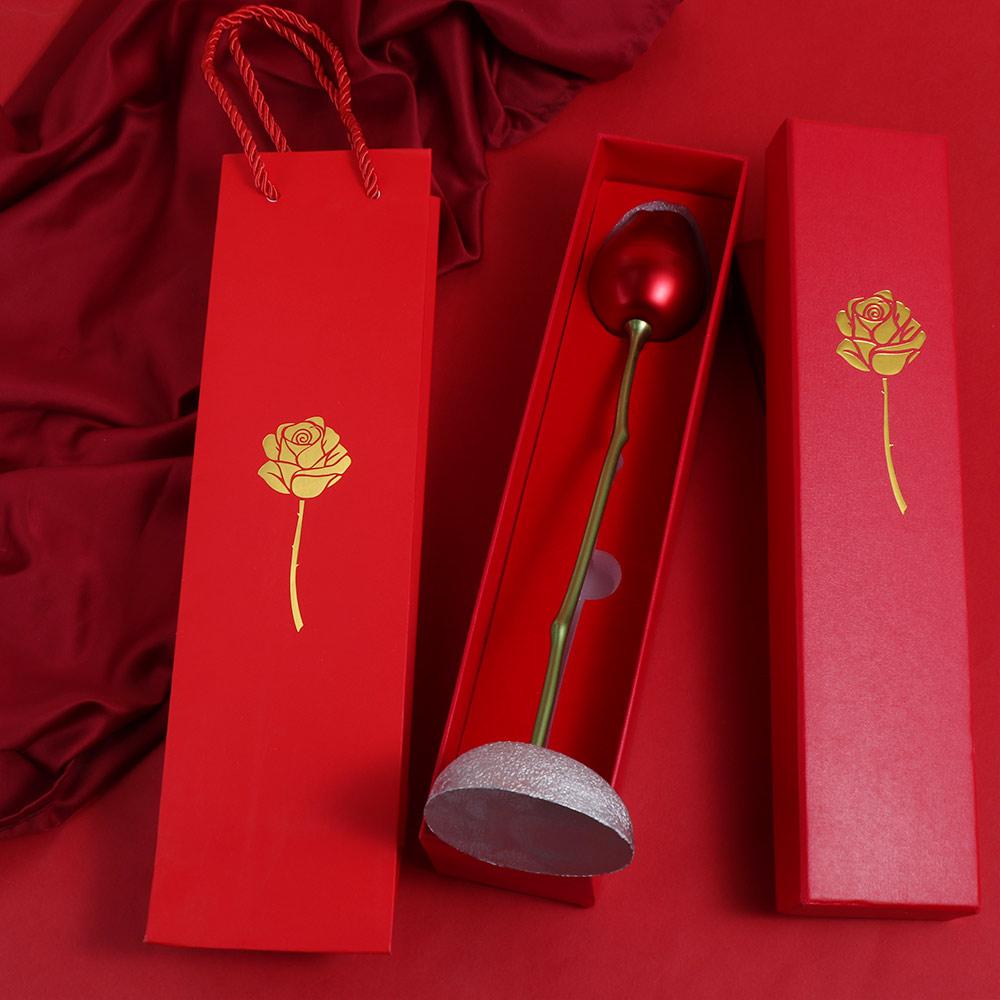 Romantic Simulation Rose Ring Box Velvet Red Gift Display Box Pendant Packaging Portable Jewelry Storage Box Holiday Gifts