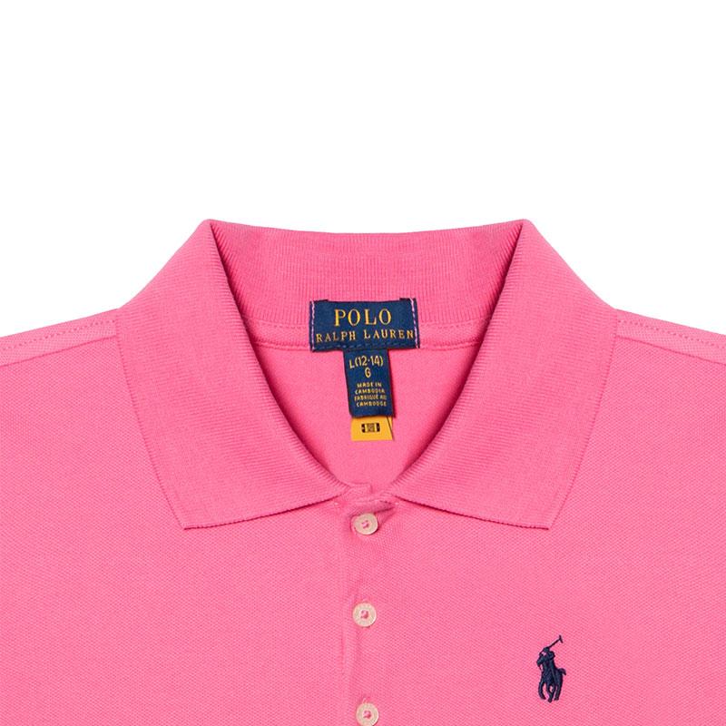 Polo Ralph Lauren Koszulka Polo Jednolity Kolor Logo Małego Kucyka Bawełna Krótki Rękaw Dziecięca góra Różowo-Czerwona 313573242-010