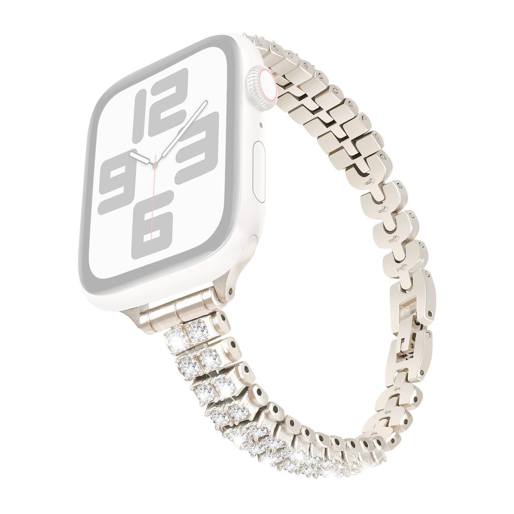 Watch Strap for Apple Watch Series 10 9 8 7 SE 6 5 4 3 2 1 42mm 41mm 40mm 38mm Rhinestone Decor Alloy Bracelet Wrist Band