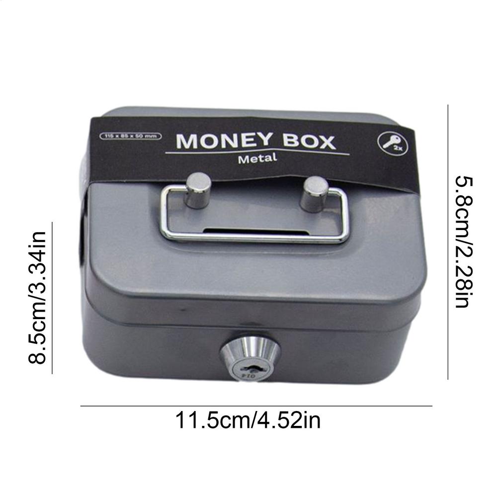 Portable Small Lock Box Security Safe Lock Boxes Mini Metal Cash Box Money Bank Metal Coin Bank Security Box Sturdy Cash Box