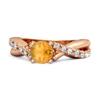 Citrine Crisscross Stackable Ring - 925 Sterling Silver Rose Gold Vermeil