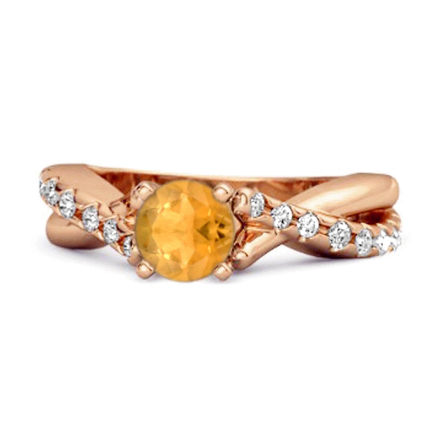 Citrine Crisscross Stackable Ring - 925 Sterling Silver Rose Gold Vermeil 9.5 ярко-розовый