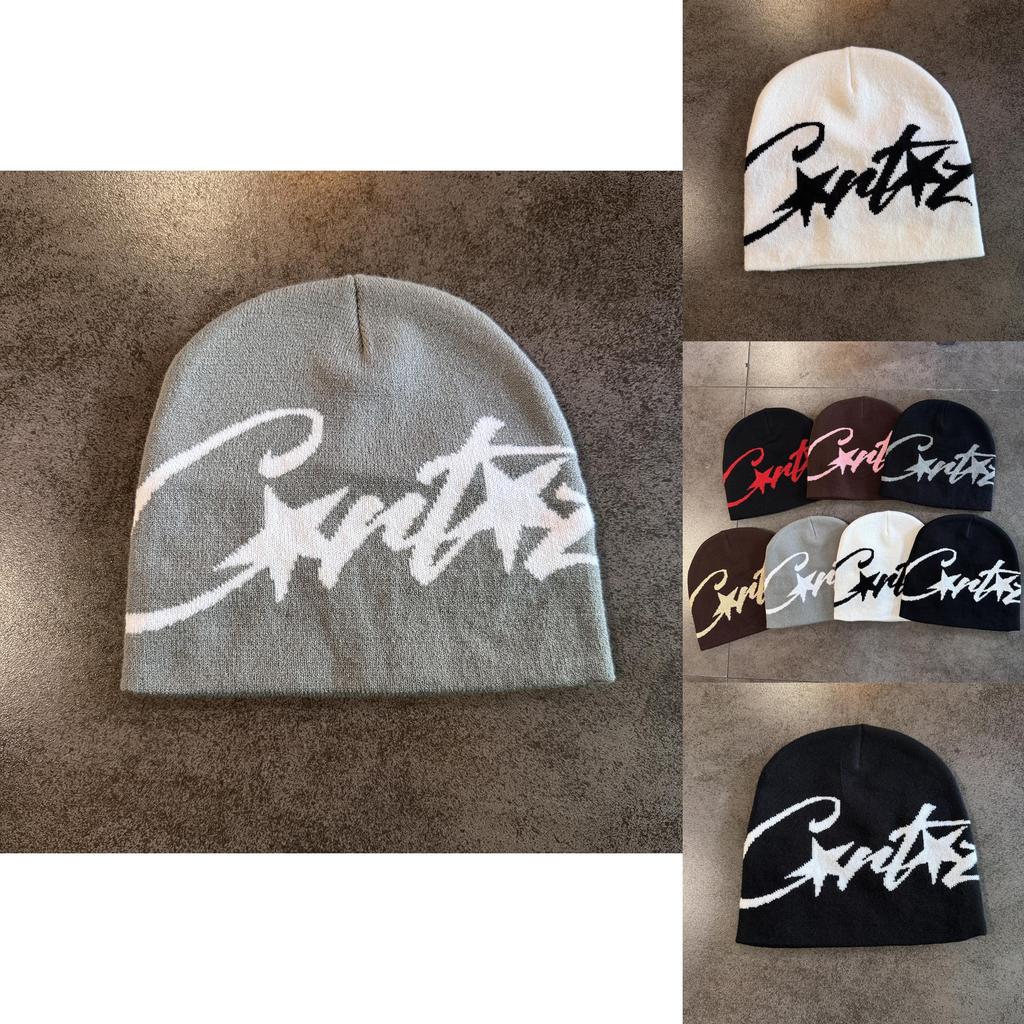 American Streetwear Knit Hat With Star Pattern For Men Women Warm Winter Season