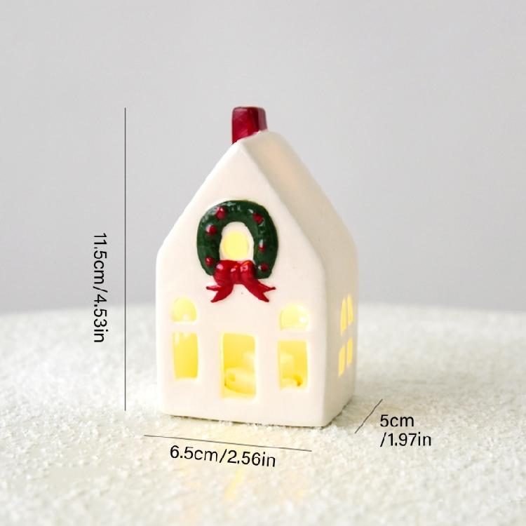 Feiertags-Keramikhaus-Dekorationen Batteriebetriebene Kerzenhalter Weihnachtsdorf Saisonales Geschenk Bereit für die Feiertagspräsentation