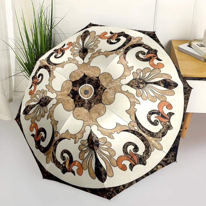 

Floral Elegance: Umbrella - Portable Folding Umbrella with Durable Iron Frame, 8-Rib Structure Suitable for All Seasons, Perfe Iron&8K