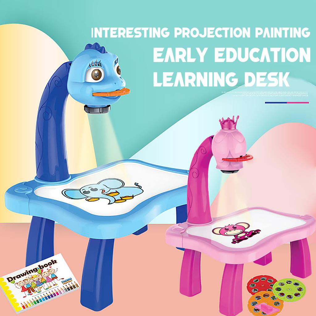 Child Smart Projector Desk With Light & Music Learning Painting Machine Toy