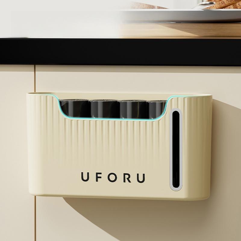 Kitchen Garbage Bag Storage Tool, Household Large Capacity Non Perforated Wall Hanging, Withdrawable Creative Plastic Bag Storage Box
