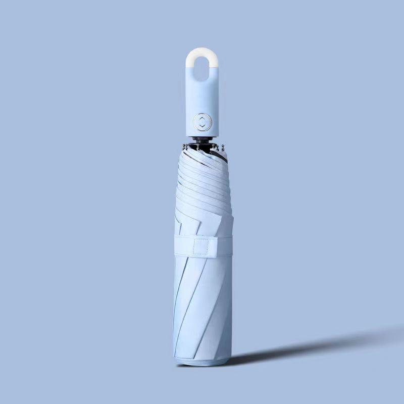 Buckle Fully Automatic 10-Rib Folding Umbrella, Men s Dual-Use Sun & Rain Protection with Black Glue Coating