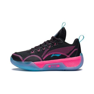 Li Ning Juvenil Yu Shuai Bajo Cómodo Ligero Antideslizante Absorción de Impactos Resistente al Desgaste Zapatillas de Baloncesto de Caña Baja Zapatillas para Niños Negro Rosa YKBS058-1