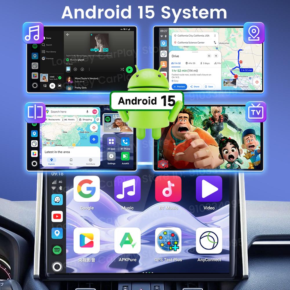 BER1 CarlinKit 3 In 1 Android 15 CarPlay Ai Box Wireless Adapter Android Auto Qualcomm SM6350 128GB 8-Core for Youtube Netflix FOTA